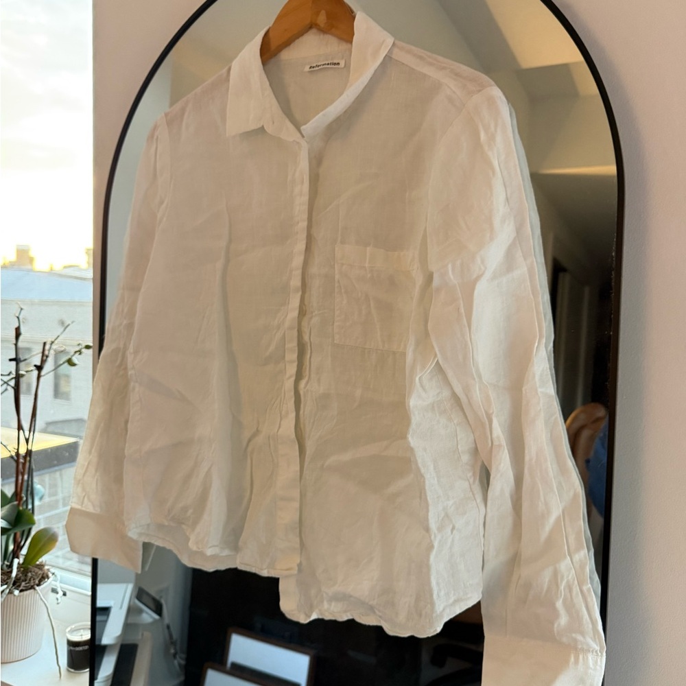 Reformation Danni Linen Shirt Size Medium